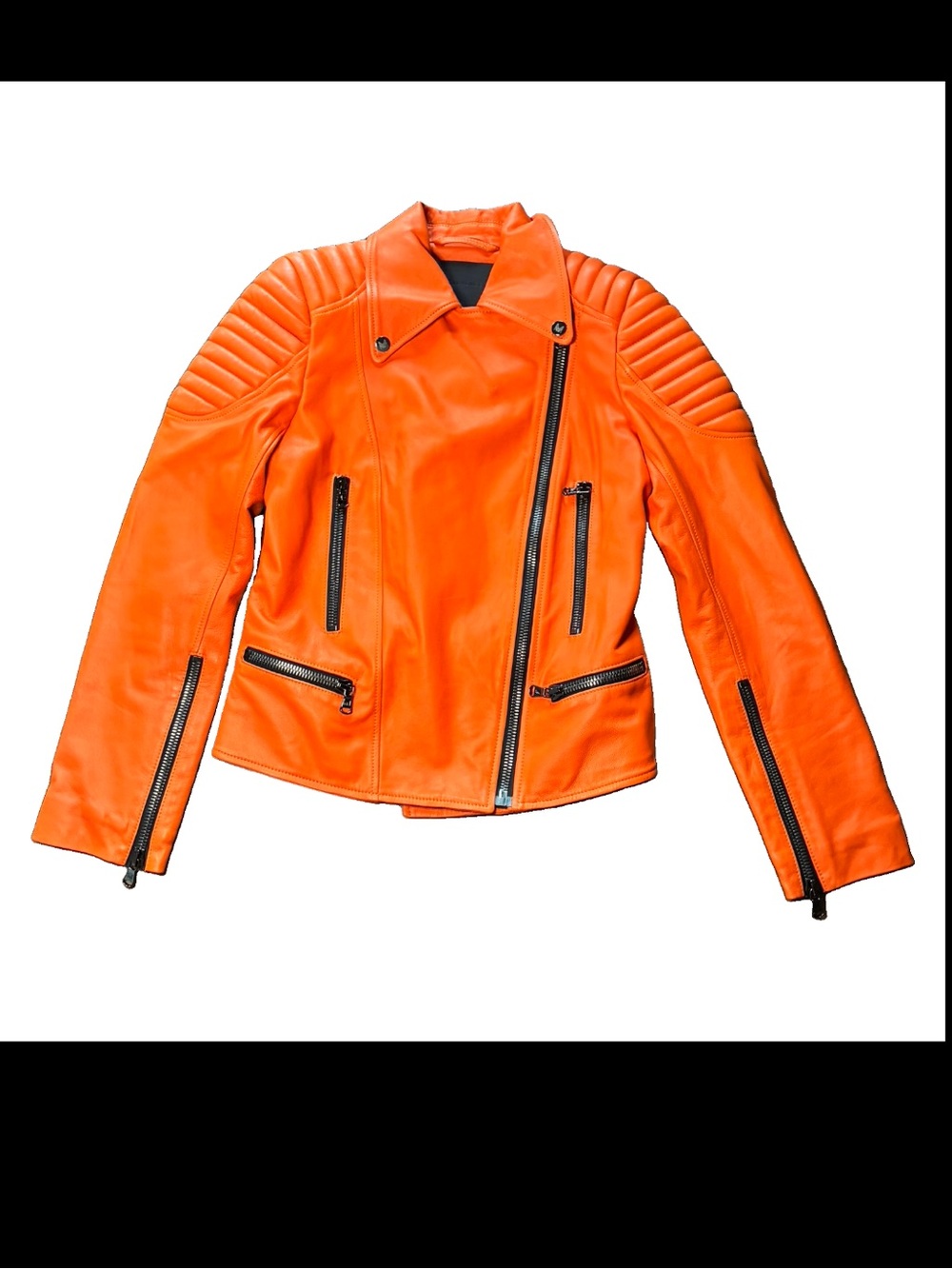 MARCELL VON BERLIN SAMPLE COLLECTION RED LEATHER BIKER JACKET US  SZ 6 EU 38
